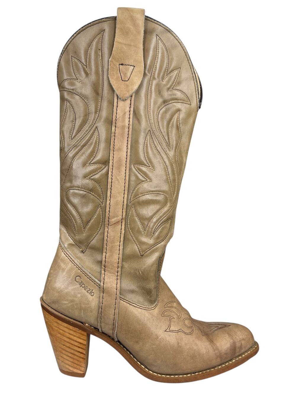 Vintage Capezia Women’s Tan Leather Western Cowgirl Boot Size US 6